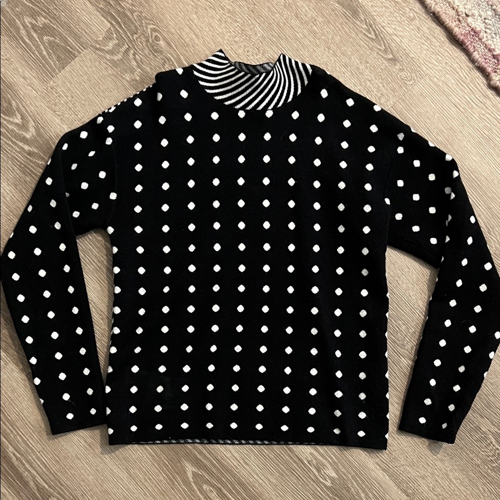 Anthropologie Black and White Colorblock Turtleneck Sweater